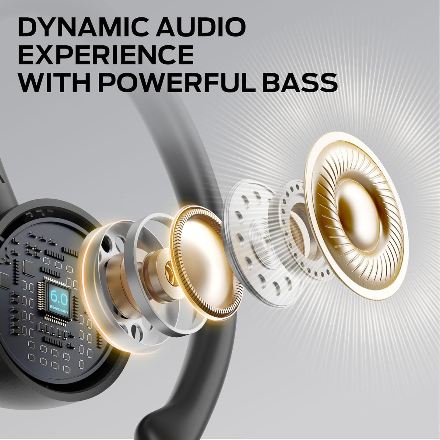 Monster N-Lite 216 Wireless Earbuds 48hrs Bluetooth 6.0 Headphone, Bluetooth Earbuds Stereo Deep Bass Over Ear Bud with Earhooks,ENC Noise Cancelling Mic, IPX6 Waterproof Earphone for Workout/Running