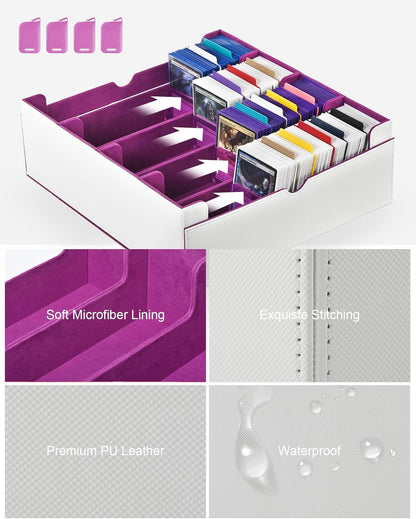 ZLCA Card Storage Box for MTG PTCG, Commander Deck Box Holds 3000+ Cards, Card Storage Case with 4 Stoppers, Card Organizer for TCG Sport Cards (Black)