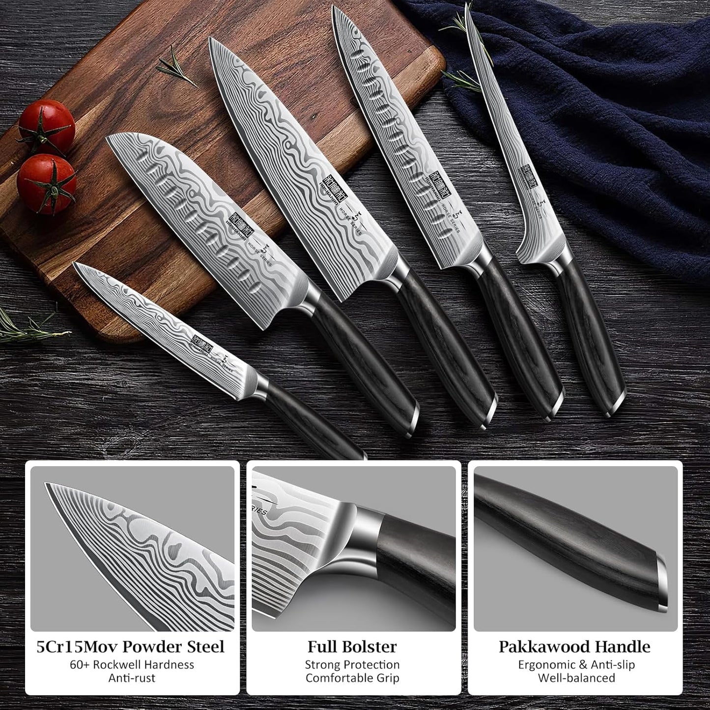 HOSHANHO Fillet Knife 7 Inch, Razor Sharp Boning Knife for Meat Poultry Chicken Cutting, Japanese High Carbon Powder Steel Fish Knife with Flexible Blade and Pakkawood Handle