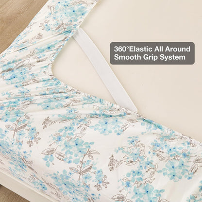 Viviland Floral Queen Sheet Set - 4 Piece Vintage Pink & Yellow Flower Patterned Bed Sheets - Soft, Breathable Microfiber Sheets with Deep Pocket, Non-Slip Fitted Sheets & Pillowcases