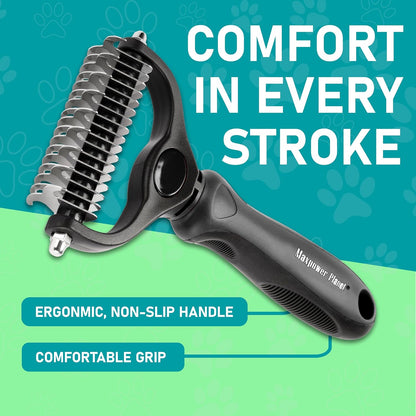 Maxpower Planet Pet Grooming Brush - Double Sided Shedding, Dematting - Undercoat Rake for Dogs - Dog Grooming Brush - Deshedding Brush for Dogs - Dog Brush, Cat Brush, Reduce Shedding by 95%, Black