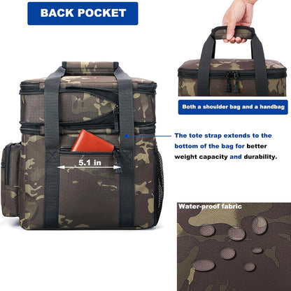 Tactical Lunch Bag for Men, Large Leakproof Insulated Lunch Box, Lunch Cooler Bag with Shoulder Strap, Lunch Pail for Adults Work Outdoor Picnic Trips, Black Camo