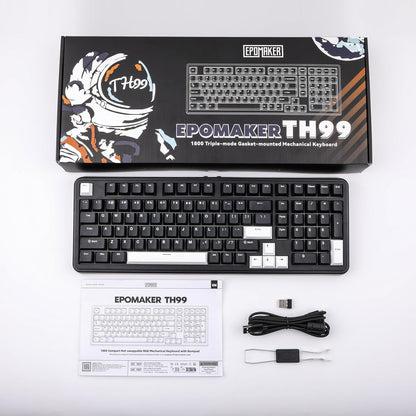 EPOMAKER TH99 Tri-Mode Wireless Mechanical Keyboard with 8000mAh Battery, Hot Swappable Custom RGB Gaming Keyboard with Numpad, Gasket Creamy for PC/Mac/Office (Blue&White)