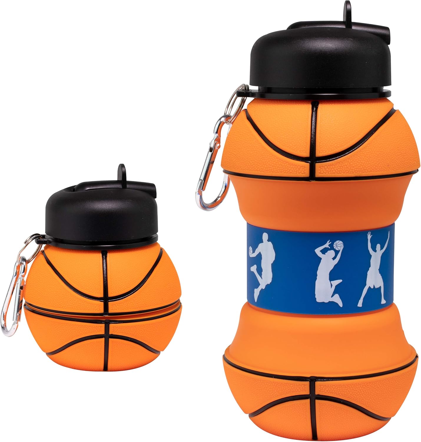 Collapsible Silicone Kids Water Bottle with Clip, Leak-Proof BPA-Free Reusable Bottle for School, Sports, Hiking, and Travel, 18 oz - PuriLite