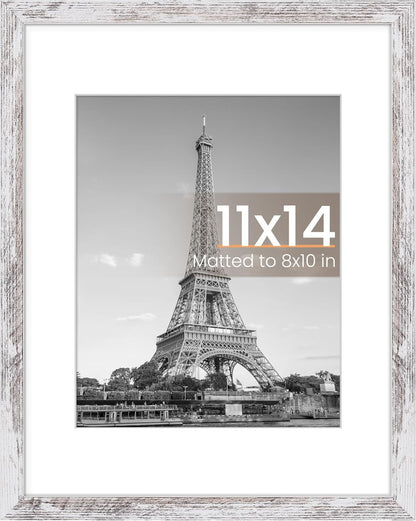 upsimples 11x14 Picture Frame, Display Pictures 8x10 with Mat or 11x14 Without Mat, Wall Hanging Photo Frames, Black