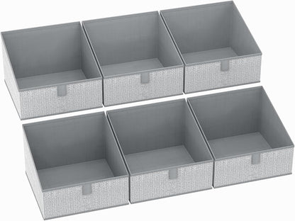 DIMJ Closet Storage Bins - 6 Pack Foldable Storage Baskets Box Fabric Storage Cubes Storage Organization Trapezoid Storage Bin (Arrow Grey)