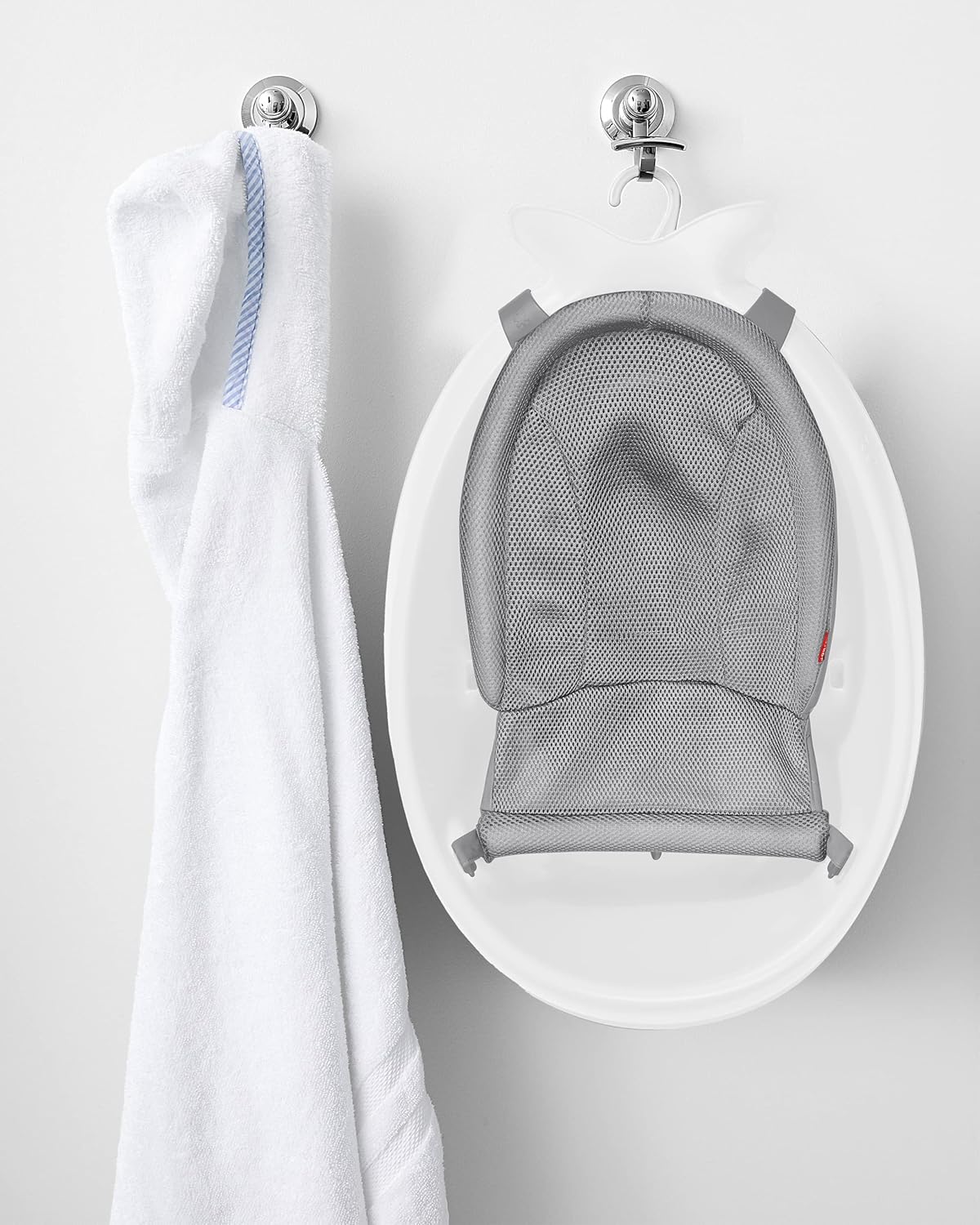 Skip Hop Baby Bath Tub, 3-Stage Smart Sling Tub, Moby, White - PuriLite