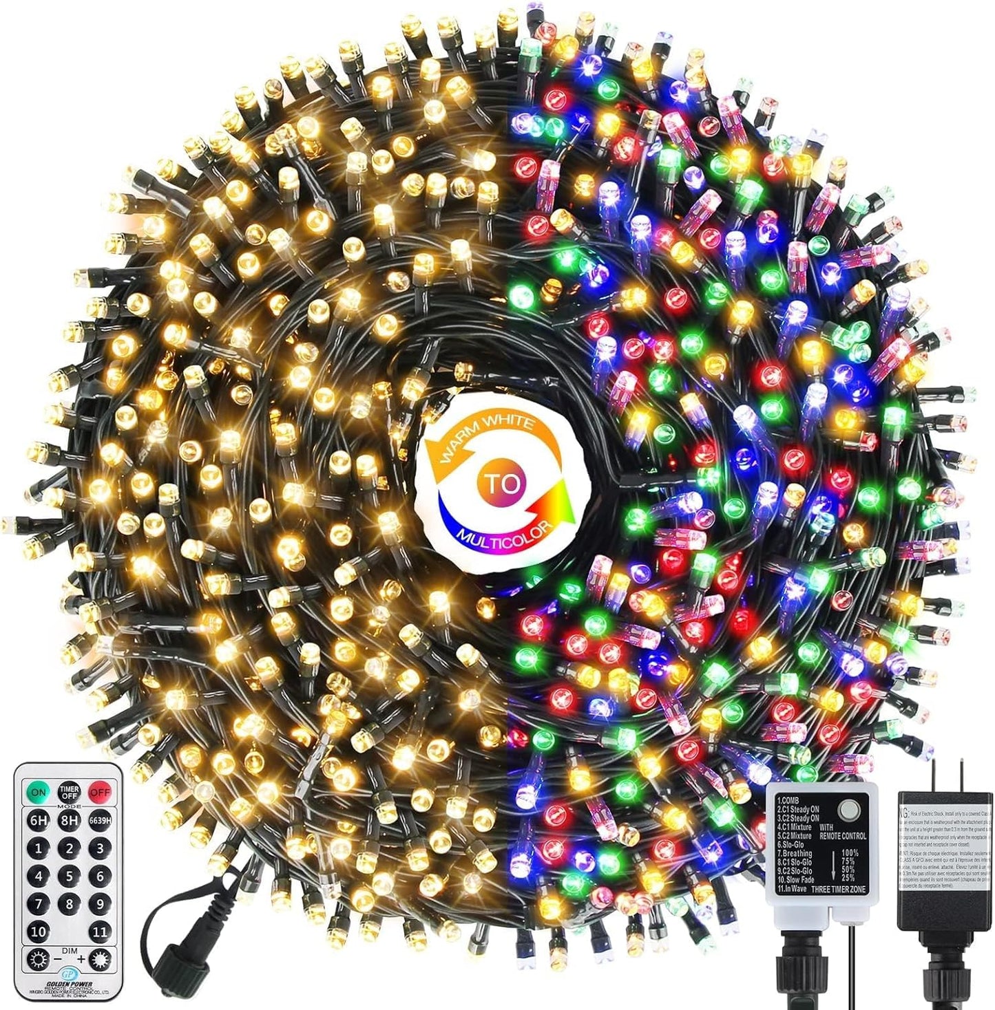 Tcamp 105FT 300 LED Purple Orange Halloween Decorations Lights Motion Activated Sync with 4 Scary Music, 6 Modes Halloween String Lights for Party Yard Outdoor Indoor Decor (3 Sets Connectable)