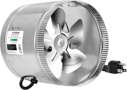 VIVOSUN 6 Inch Inline Duct Fan 240 CFM, HVAC Exhaust Ventilation Fan with Low Noise for Basements, Bathrooms, Kitchens and Attics, Silver