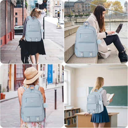 WINDARS Backpacks for Girls, 15.6 Inch School Bag Cute Waterproof laptop Bookbag Large College Backpack for Teen Women Students Anti Theft Travel Daypack Black