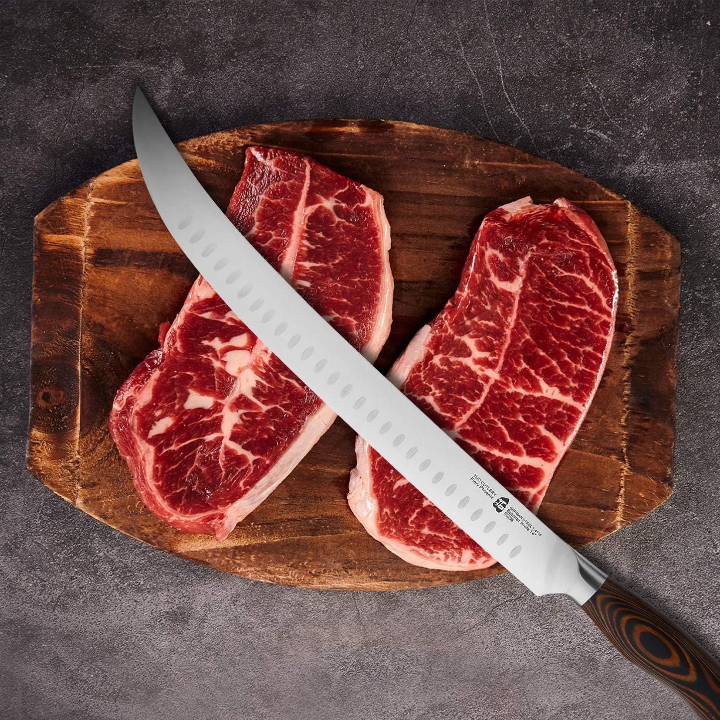 TUO Boning Knife - Razor Sharp Fillet Knife - High Carbon German Stainless Steel Kitchen Cutlery - Pakkawood Handle - Luxurious Gift Box Included - 7 inch - Fiery Phoenix Series
