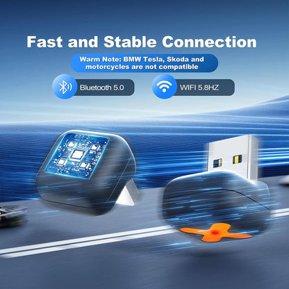 2 in 1 Wireless CarPlay Adaptor & Android Auto Adaptor for iPhone/Android, 2025 Mini Portable Car Dongle for Cars with OEM Wired CarPlay/AA from 2016, Stable Car Control & No Delay