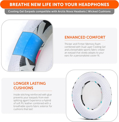 WC Freeze for Arctis Nova - Hybrid Fabric Cooling Gel Replacement Earpads for Arctis Nova Pro Wired, Nova 7, 5, 4, 3, 1 - Made by Wicked Cushions (Does Not Fit Nova Pro Wireless) | Black