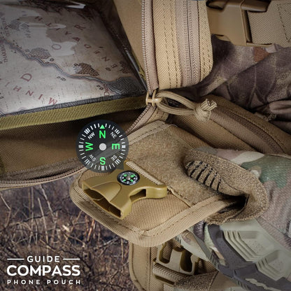 WYNEX Tactical Compass Phone Pouch, Large Molle Smartphone Holster Case Double Capacity Small Utility EDC Pouch with Compass Buckle and Carabiner