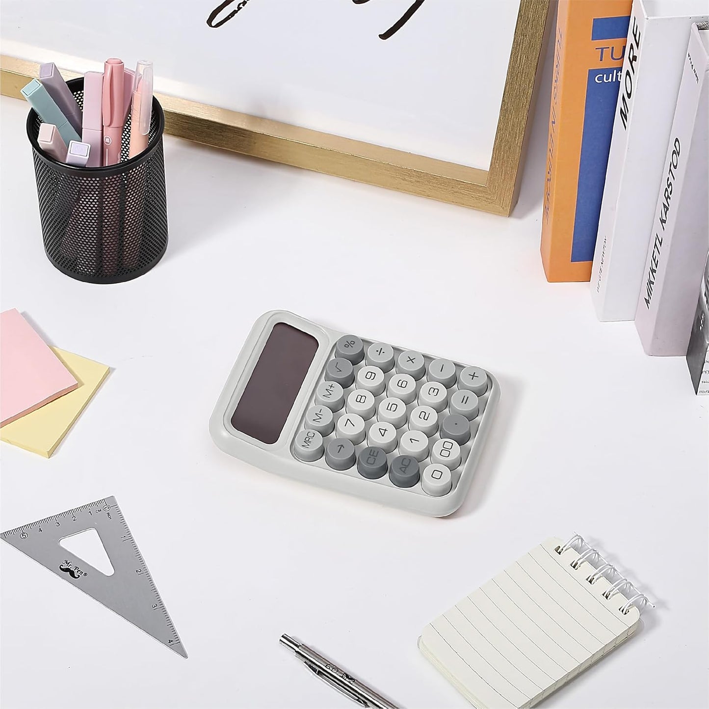 Mr. Pen- Mechanical Switch Calculator, 12 Digits, Large LCD Display, Orange With Big Buttons, Desktop, Cute and Aesthetic Design