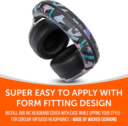 WC BandZ Virtuoso V2 - Silicone Headband Cover for Corsair Virtuoso Headphones by Wicked Cushions | Machine Washable, No More Flaking Leather | for Virtuoso Wireless, XT, and SE | Gold Marble