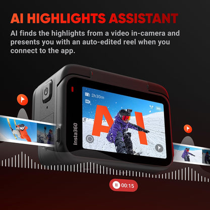 Insta360 Ace Pro - Waterproof Action Camera Co-Engineered with Leica, Flagship 1/1.3" Sensor and AI Noise Reduction for Unbeatable Image Quality, 4K120fps, 2.4" Flip Screen & Advanced AI Features.