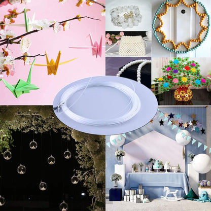 Invisible Hanging Wire Supports Up to 60lbs, 98Feet Clear Picture Wire With 40Pcs Aluminum Crimping Sleeves, Strong Nylon for Hanging Picture Frame, String Light, Christmas Decor