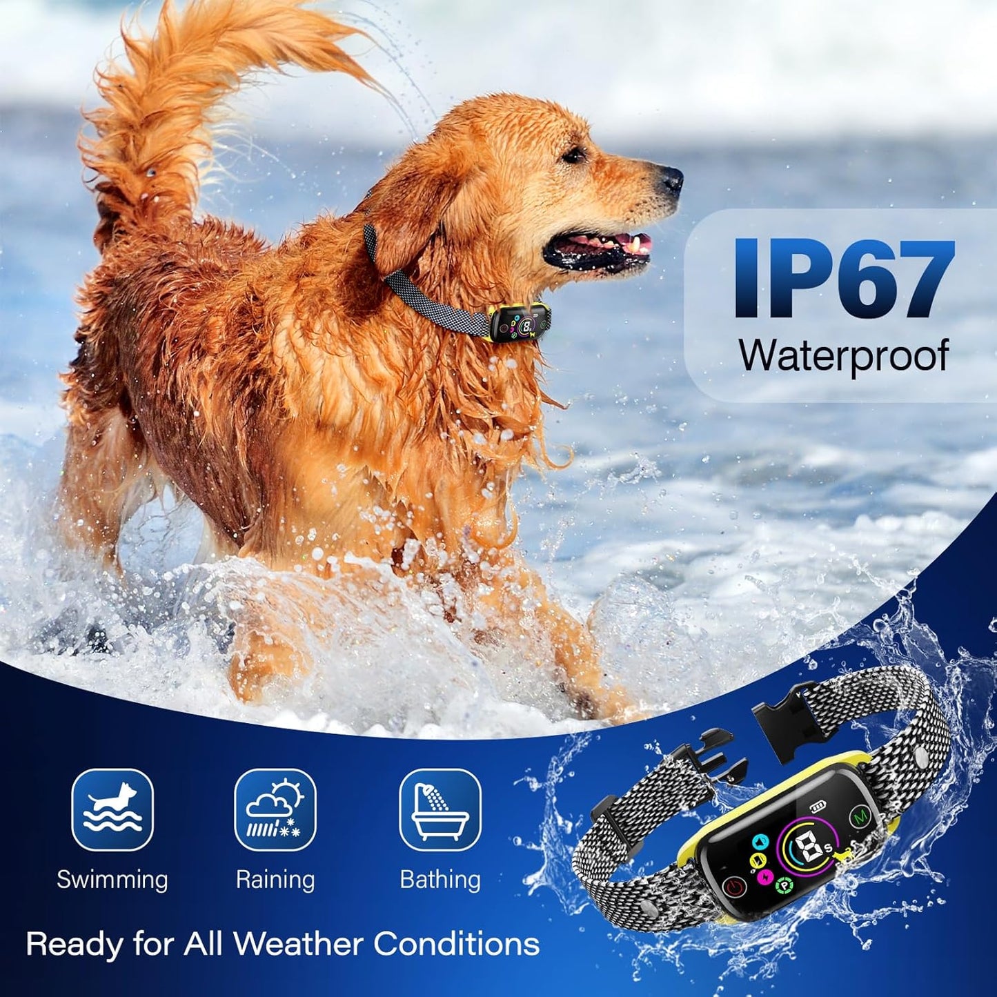 Honeynet Dog Collar, Intelligent Anti-Black Training Device, 8 Sensitivity Levels, Bip/Vibration Modes, Automatic Correction for Small Dogs