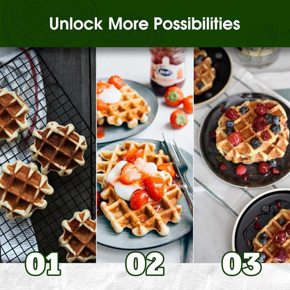 KEINVE Mini Waffle Maker for Kids, Make Bite-Sized 8 * 2" Tiny Waffles, Great for Breakfast, Snacks, Desserts and More - PuriLite