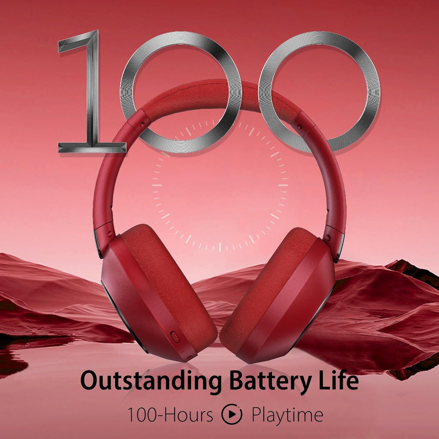 Active Noise Cancelling Headphones, 100H Playtime Headphones Bluetooth Wireless, Bluetooth Headphone Over Ear with Built-in Mic, Wireless Headphone for Travel, Home, Office, Call, Music, Meeting