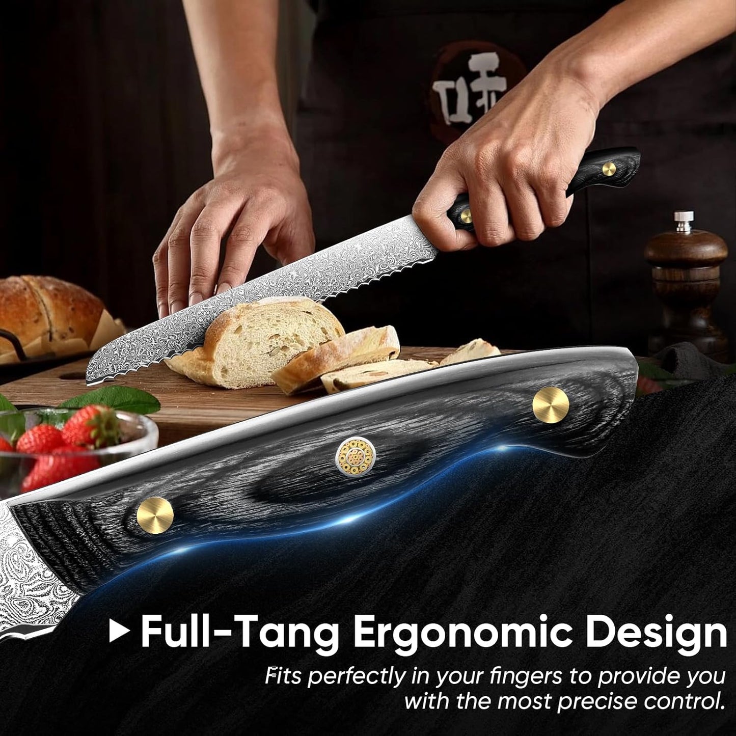 Purple Dragon Damascus Fish Fillet Knife - 7 inch Flexible Boning Knife with VG10 Core, Kitchen Slicing Knife with Full Tang Handle, Birthday Dad Mom Gift