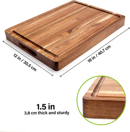 Bamboo Cutting Board Set of 3, Cutting Boards for Kitchen with Juice Groove, Bamboo Chopping Board Set, Serving Board Set for Meat, Fruit Vegetable and Cheese