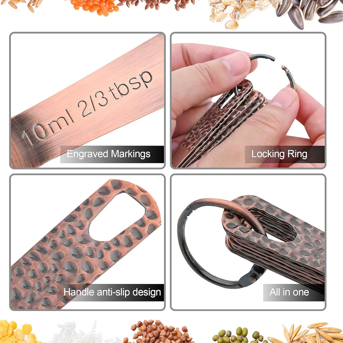 Smithcraft Measuring Cup Set of 8 Stainless Steel Measuring Cups18/8(304) Steel Material Heavy Duty 8 Measuring Cups and 1 Ring Set of 9