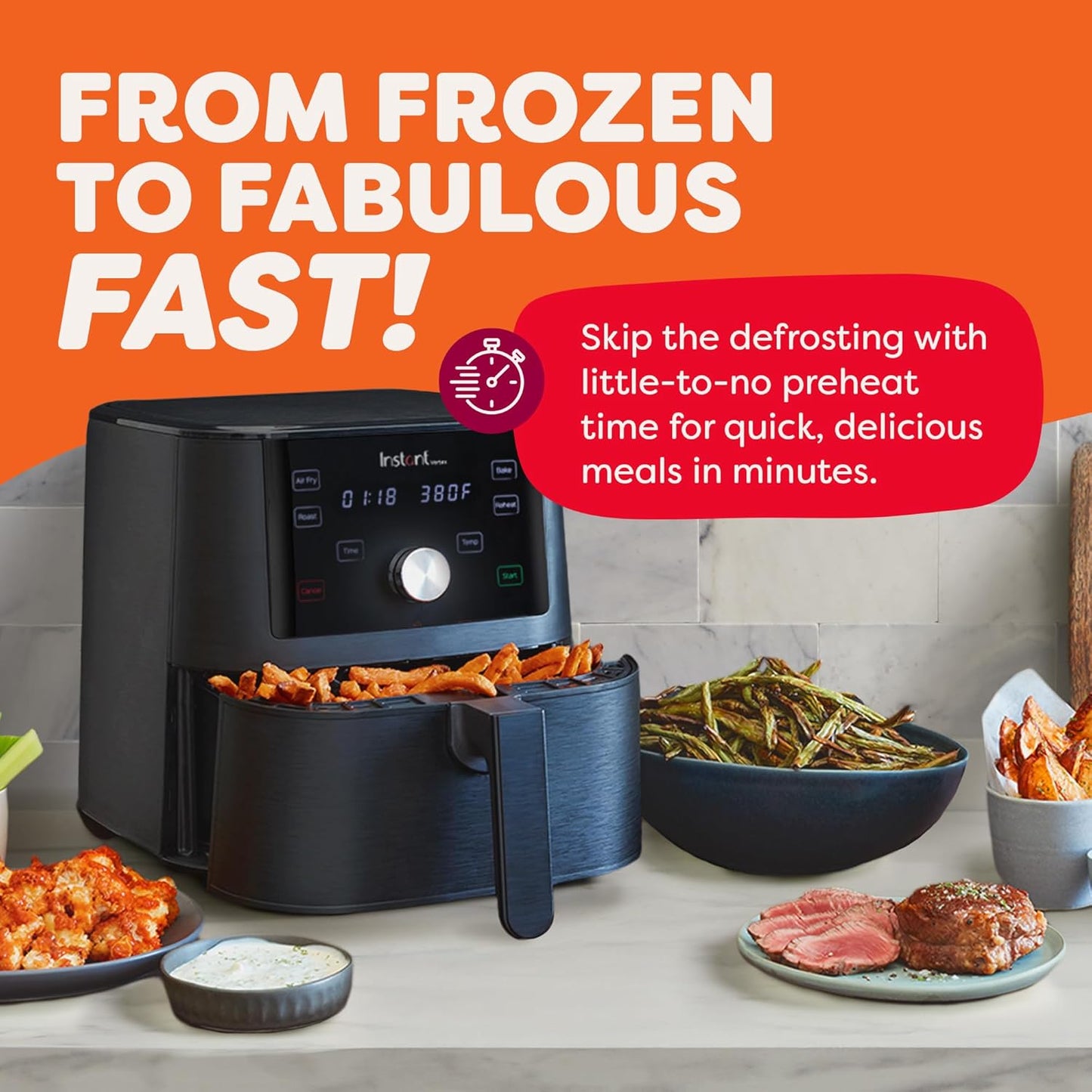 Instant Pot Vortex 6QT Large Air Fryer Oven Combo, Customizable Smart Cooking Programs, Digital Touchscreen, Nonstick and Dishwasher-Safe Basket, Includes Free App with over 1900 Recipes, Black