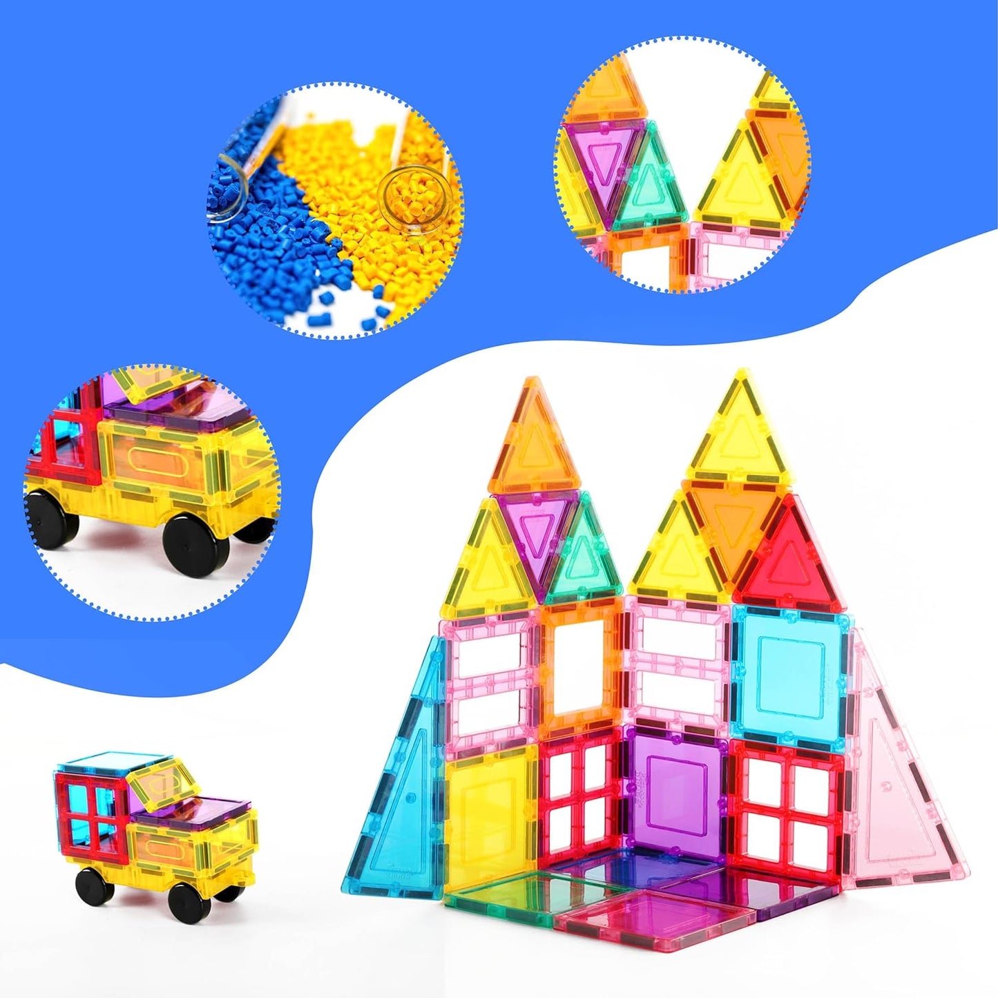 PicassoTiles 100 Piece Set 100pcs Magnet Building Tiles Clear Magnetic 3D Building Blocks Construction Playboards, Creativity beyond Imagination, Inspirational, Recreational, Educational Conventional
