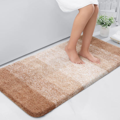 OLANLY Luxury Microfiber Bath Mat, Extra Soft and Absorbent Bathroom Mat, Non-Slip Plush Shaggy Bathroom Rug, Machine Wash Dry, Bath Rugs for Bathroom Floor, Tub and Shower, 16x24, Grey