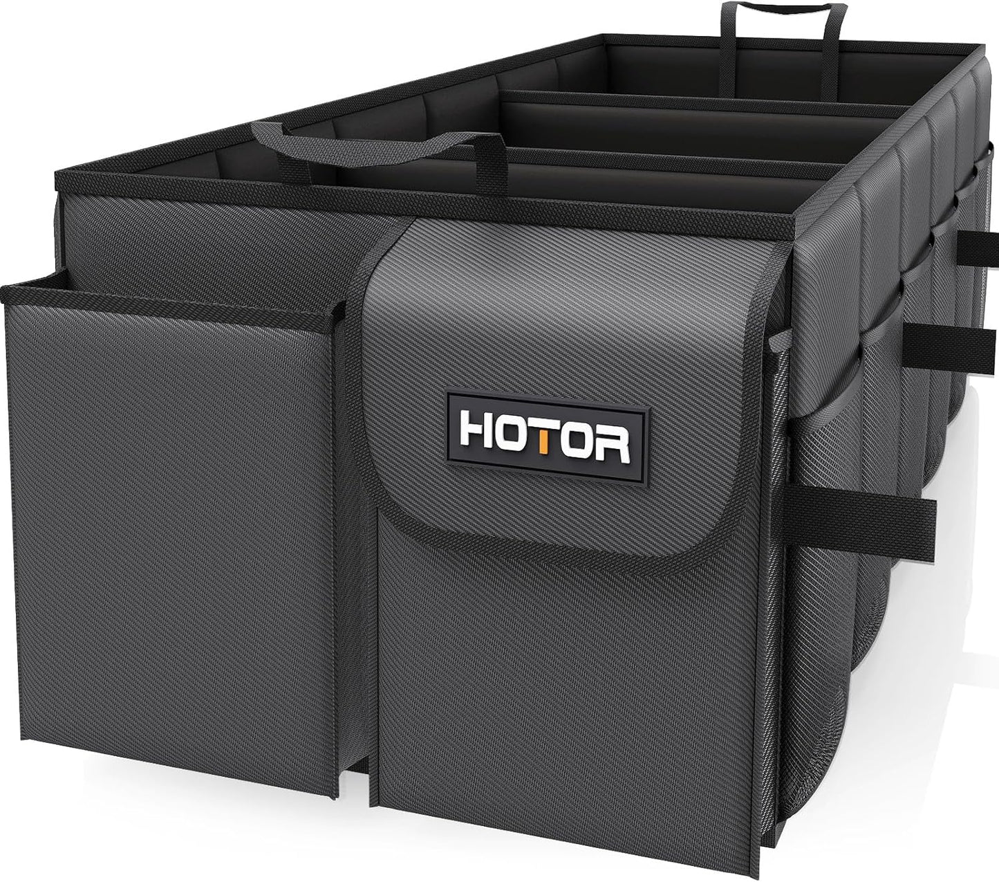 HOTOR Trunk Organizer - Car Organizer, Foldable Trunk organizer for SUVs & Sedans, Car Accessories, Tools, Sundries, 2 Compartments, Black