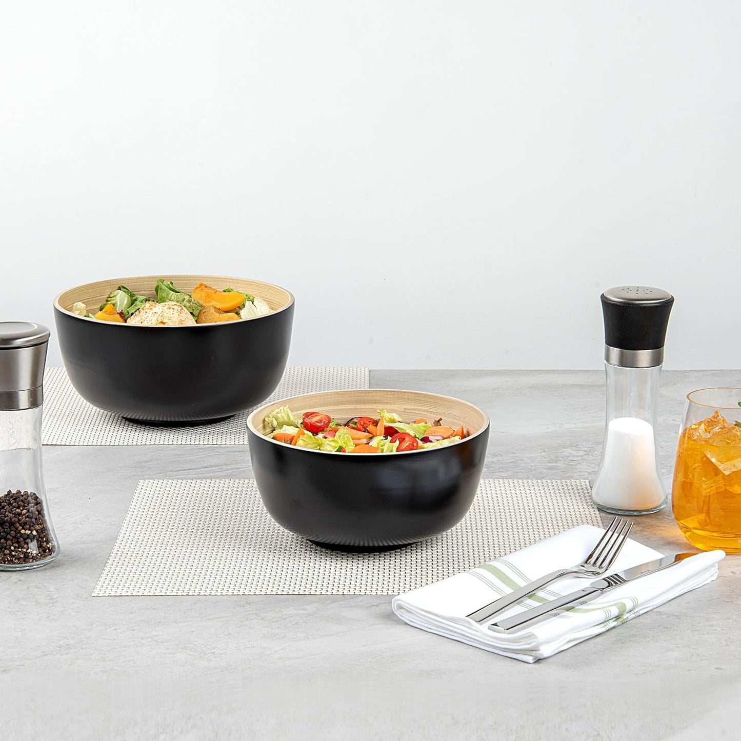 Restaurantware-Bambuddha 15 Ounce Small Salad Bowl, 1 Heavy-Duty Round Salad Bowl - Sustainable, Reusable, Black Bamboo Serving Dish, for Serving Salads, Fruits, and Appetizers