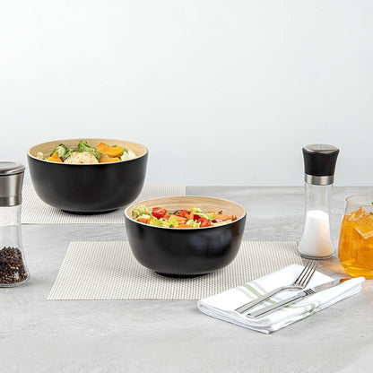 Restaurantware-Bambuddha 15 Ounce Small Salad Bowl, 1 Heavy-Duty Round Salad Bowl - Sustainable, Reusable, Black Bamboo Serving Dish, for Serving Salads, Fruits, and Appetizers