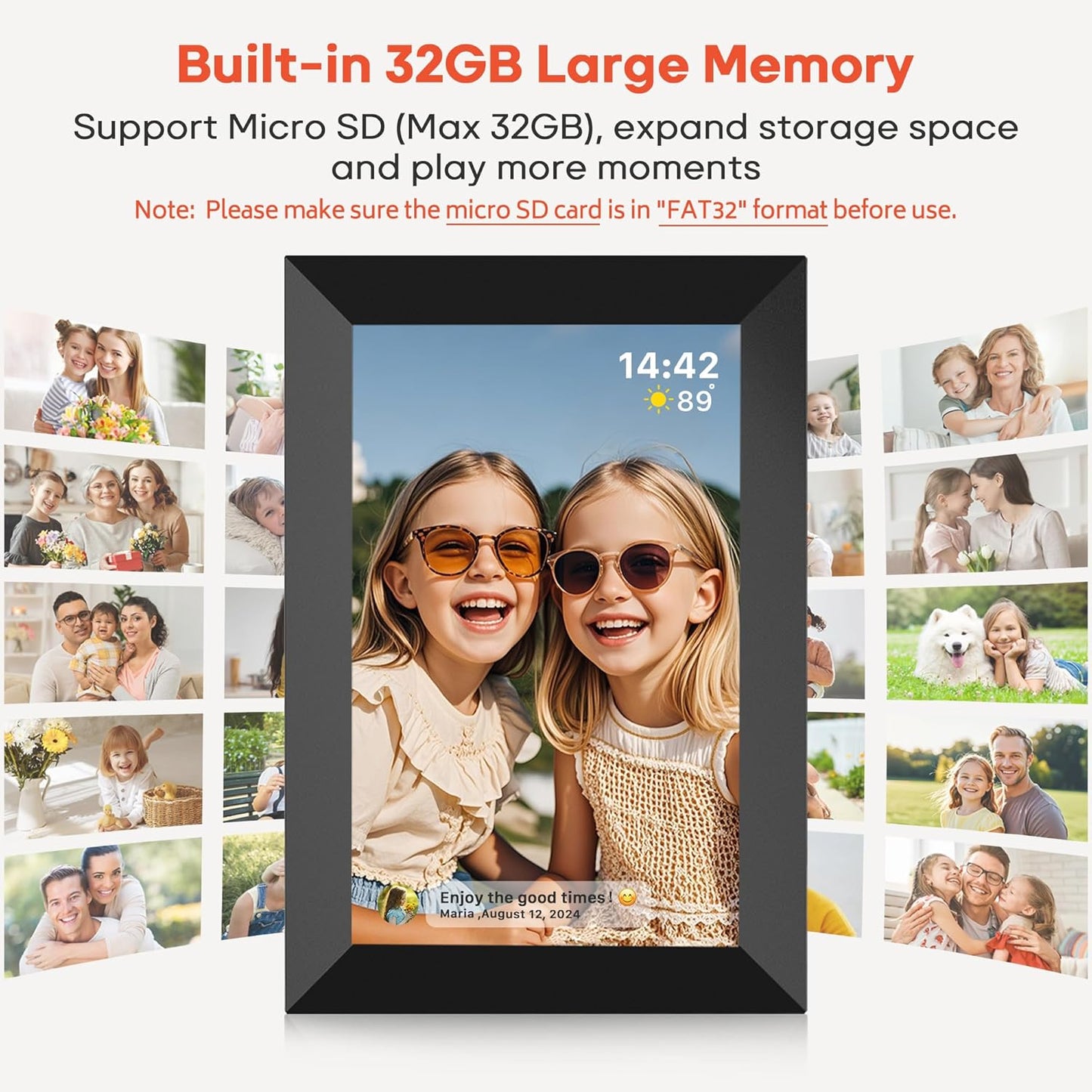 Frameo 10.1 Inch WiFi Digital Picture Frame with 32GB Memory, 1280 x 800 IPS Touch Screen Smart Electronic Photo Frame, Wall Mountable, Auto-Rotate, Share Photos/Videos Via Frameo App from Anywhere
