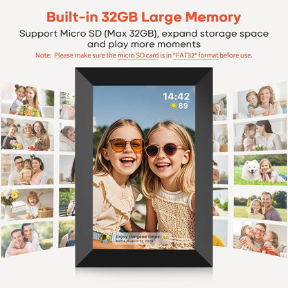Frameo 10.1 Inch WiFi Digital Picture Frame with 32GB Memory, 1280 x 800 IPS Touch Screen Smart Electronic Photo Frame, Wall Mountable, Auto-Rotate, Share Photos/Videos Via Frameo App from Anywhere