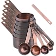 Measuring Cups and Spoons Set, Copper Measuring Cups and Spoons Set for Dry & Liquid, Metric&US 7 Stainless Steel MeasureR Cup&9 Spoon Leveler & Measure Enquivalents for Kitchen & Baking