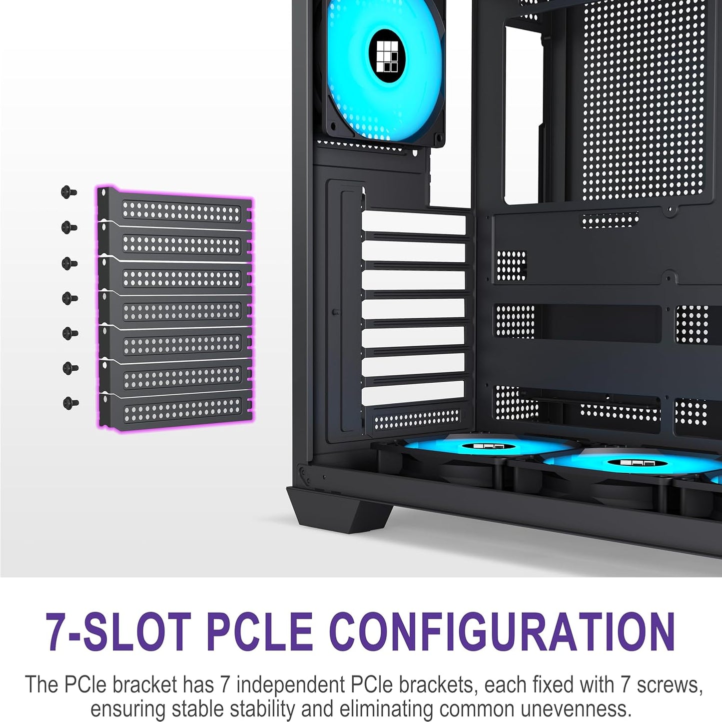 FOIFKIN F600 PC Case - Pre-Installed 7 PWM ARGB Fan, ATX Mid-Tower Gaming PC Case, 270° Panoramic Glass with Type-C, FOIFKIN (Black, F600)