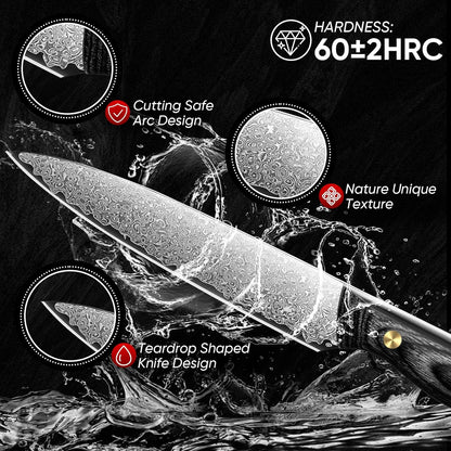 Purple Dragon Damascus Fish Fillet Knife - 7 inch Flexible Boning Knife with VG10 Core, Kitchen Slicing Knife with Full Tang Handle, Birthday Dad Mom Gift