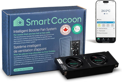 SMARTCOCOON 3"X10" Smart Register Booster Fan - Dual Air Conditioner & Heater For Bedroom - Floor Register Integrates With Nest & Ecobee Smart Thermostats - Syncs with HVAC System & Smartphone Control