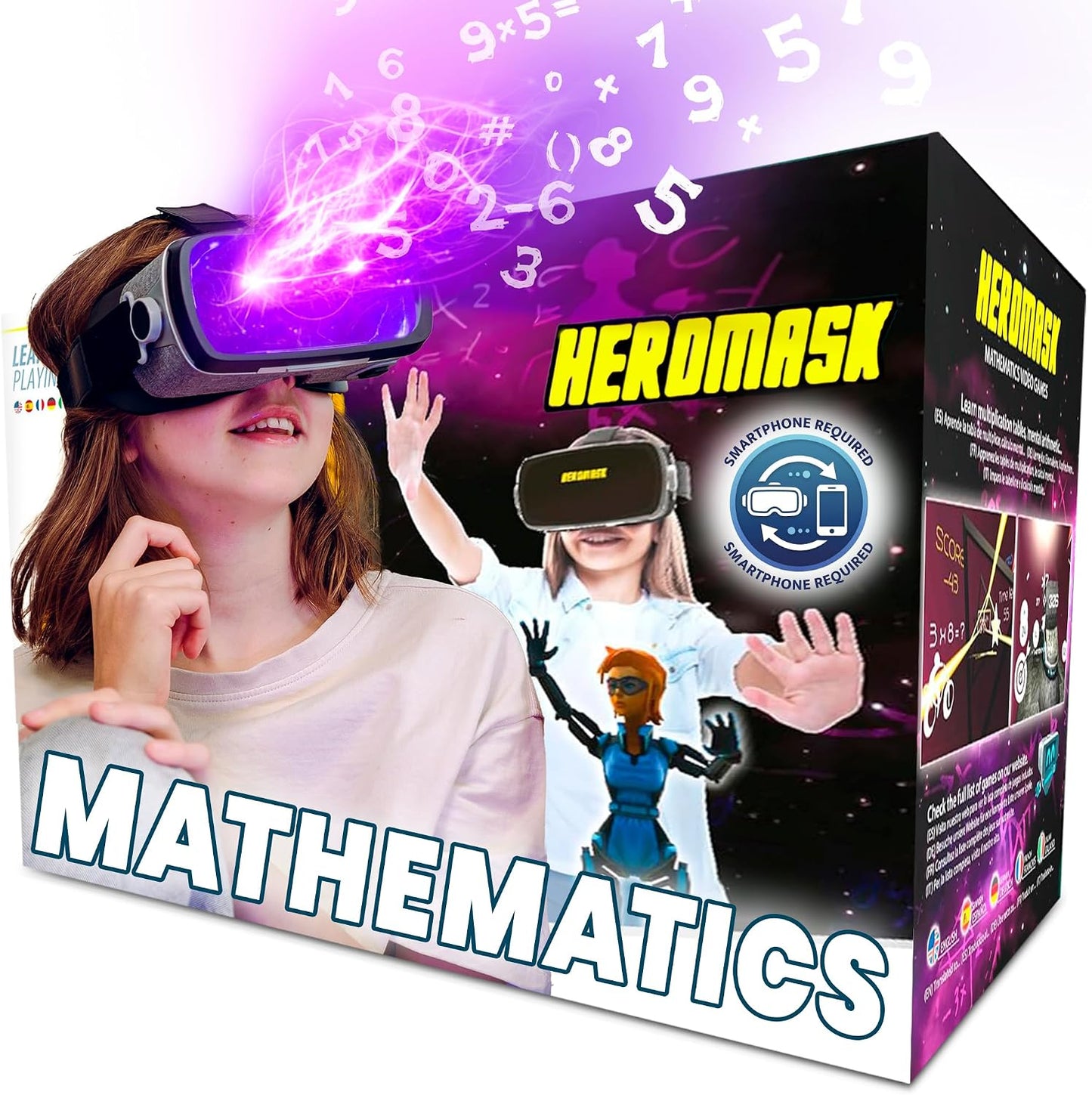 HeroMask VR Headset ＋ Math Games — Gift for Kids 5–12 — Multiplication, Times Tables, Addition, Mental Math & More | Award-Winning Virtual Reality Educational Toy for Birthday or Christmas