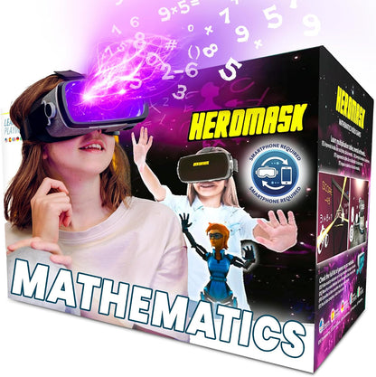 HeroMask VR Headset ＋ Math Games — Gift for Kids 5–12 — Multiplication, Times Tables, Addition, Mental Math & More | Award-Winning Virtual Reality Educational Toy for Birthday or Christmas