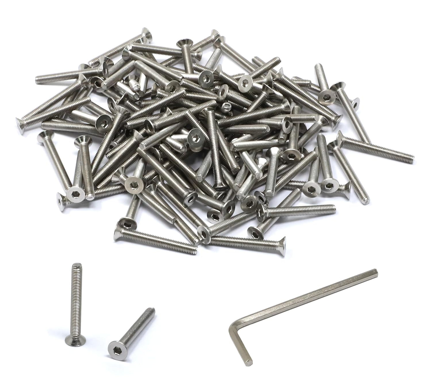 iexcell 5 Pcs M8 x 80mm Thread Pitch 1.25 mm Stainless Steel 304 Hex Socket Flat Head Cap Screws Bolts Kit