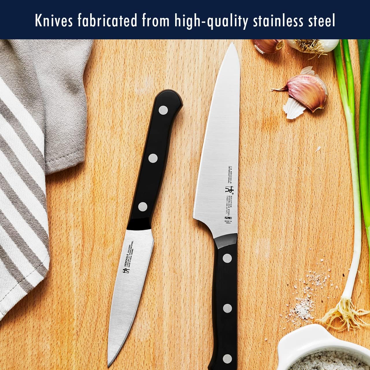 HENCKELS Solution Razor-Sharp 16-pc Self Sharpening Knife Block Set, Chef Knife, Bread Knife, Steak Knife, German Engineered Informed by 100+ Years of Mastery