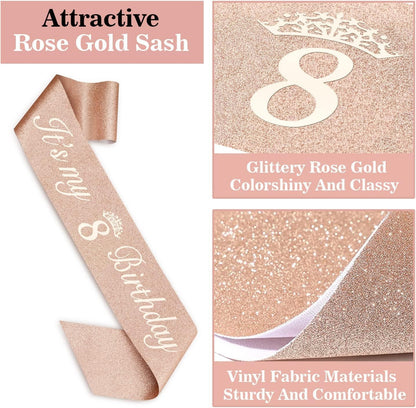 65th Birthday Decorations for Women, Including 65th Birthday Sash and Crown, Cake Topper and Candles, Number Balloons Rose Gold, 65 Year Old Gifts for Women