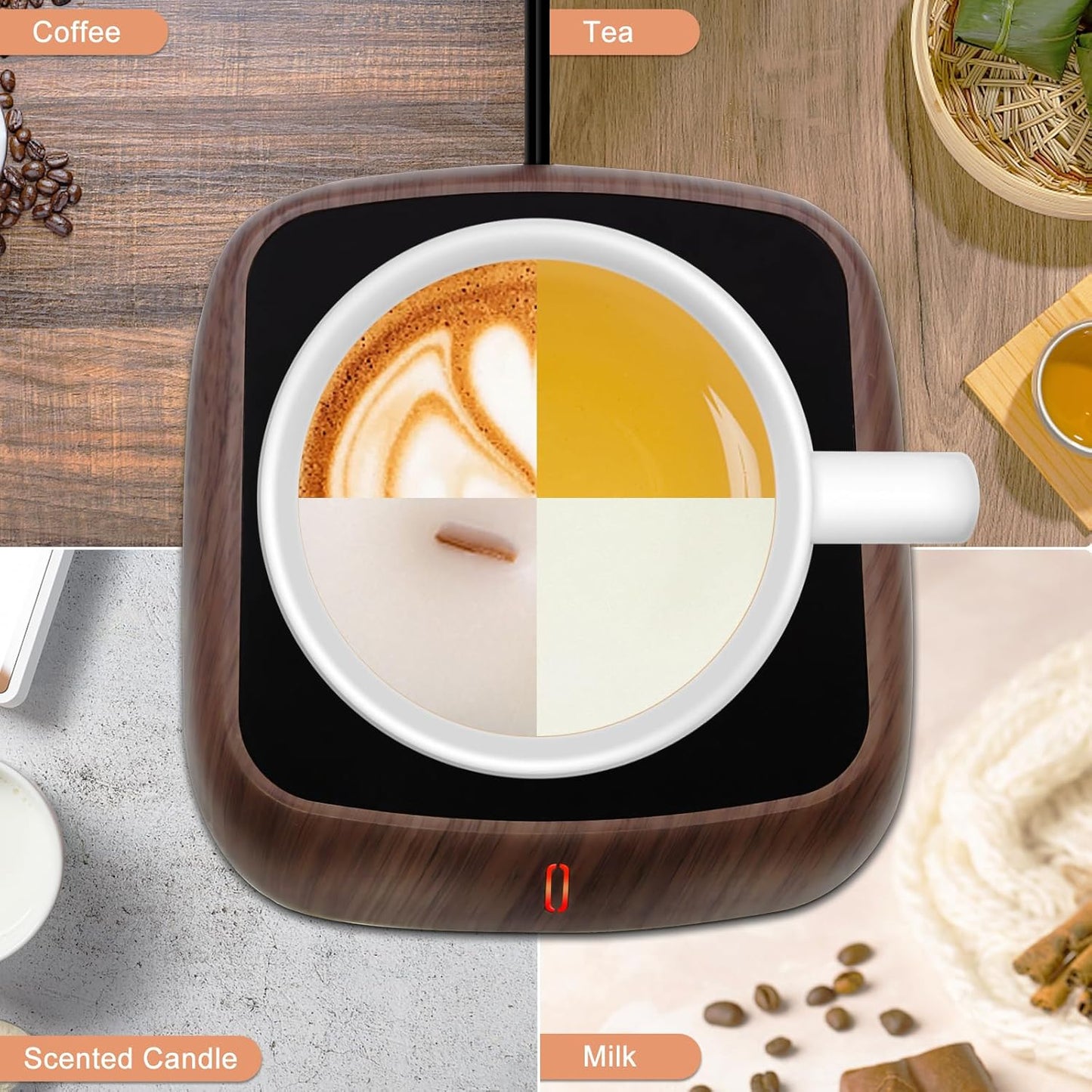 MYMULIKE Coffee Mug Warmer for Desk, Coffee Warmer with 3 Temp Control (40-60 °C), Cup Warmer with 6-Hour Auto Off, Candle Warmer Plate, Office Desk Electronic Gadgets