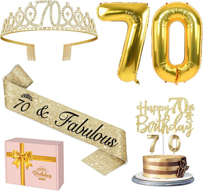 65th Birthday Decorations for Women, Including 65th Birthday Sash and Crown, Cake Topper and Candles, Number Balloons Rose Gold, 65 Year Old Gifts for Women
