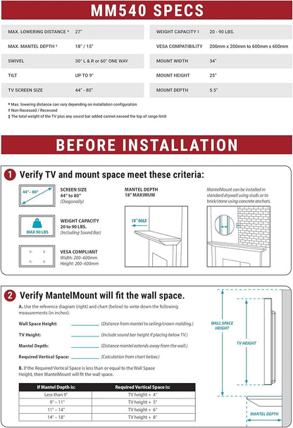 Purilite Select MM540 Pro Wall Mount TV Bracket