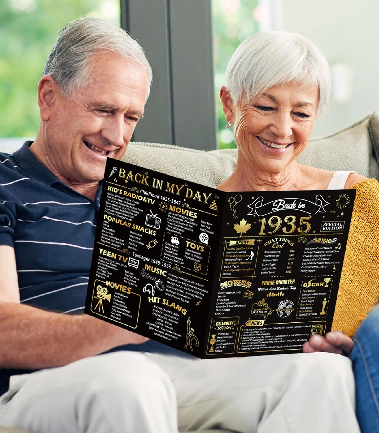 50th Birthday Card, Jumbo CANADA 25x20cm Back in 1975, Gilding Happy 50th Birthday Decoration for Woman, Men, Funny 50 Birthday Gifts for Wife, Husband, Him, Her, Mom