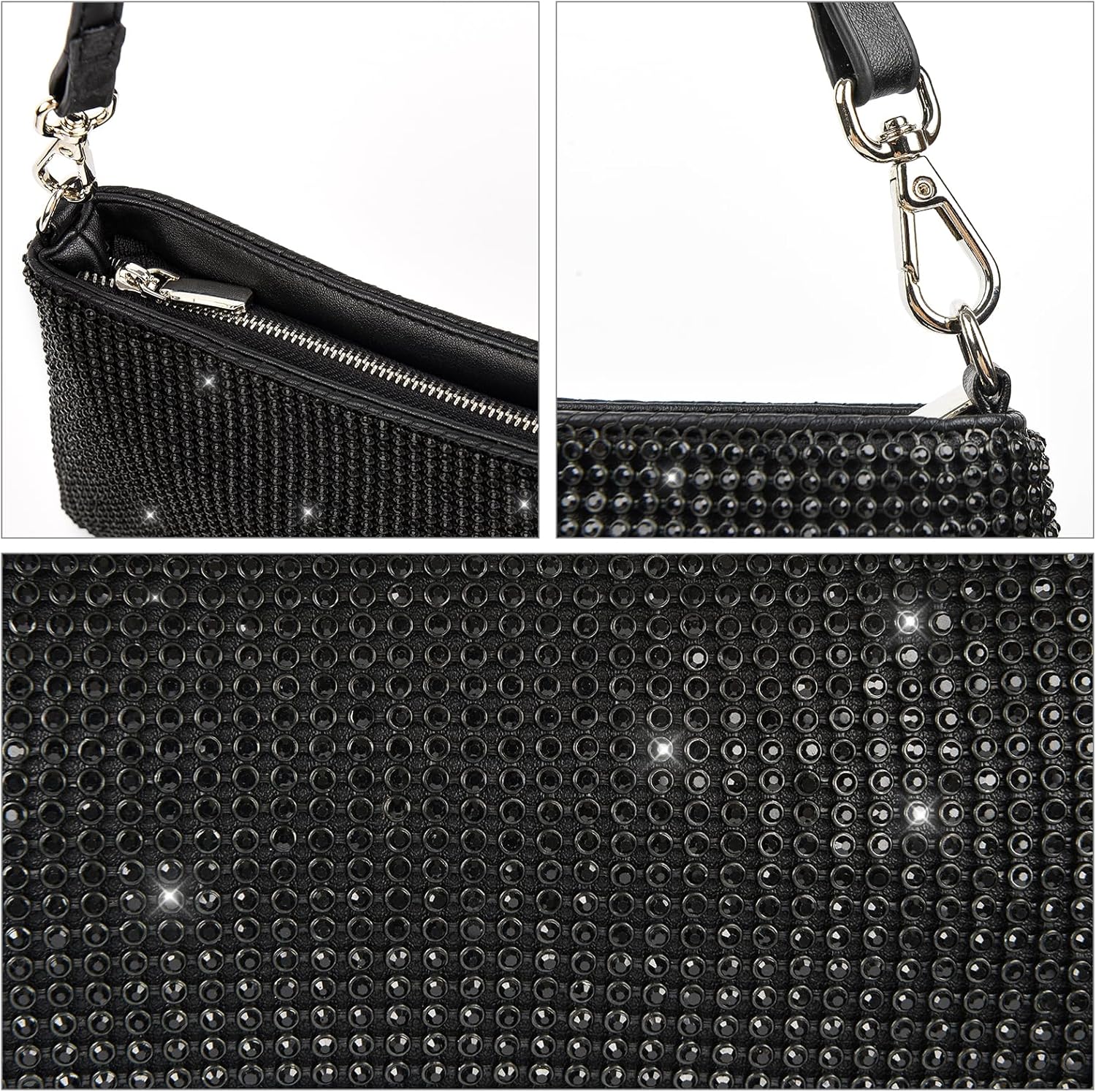 Valleycomfy Bling Evening Clutch Bag for Women Lady Girl Bride Rhinestone Purse For Prom Cocktail Party Wedding Engagement - PuriLite